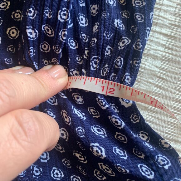 VTG 90s navy white button up dress midi maxi pipping pockets European 38 boho - Picture 7 of 7